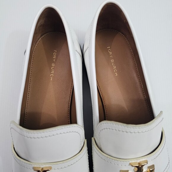 Tory Burch Everly Mini Loafer Womens 10.5 White Leather Chunky Platform Lug Sole - Picture 11 of 16